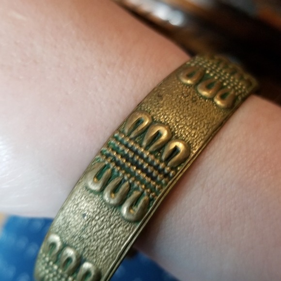 Vintage brass cuff bracelet tribal boho gold tone boho bohemian - Picture 5 of 9